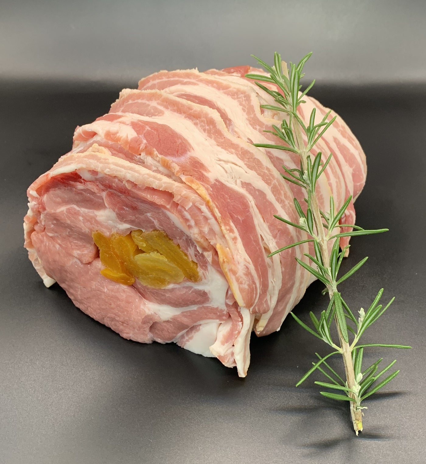 Dingley-Dell Free-Range Apricot Stuffed Pork Shoulder Wrapped in Bacon